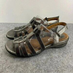 Clarks Artisan Silver Strappy Leather Sandals Women’s Size 9M